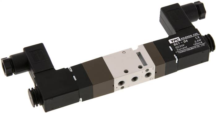 5/3-Wege Magnetventil, M 5, Mittelstellung belüftet, 24 V=