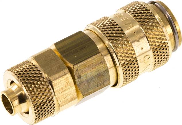 Schnellkupplung (NW5) 8x6mm Schlauch, Messing, für Stecker beidseitig absperrend