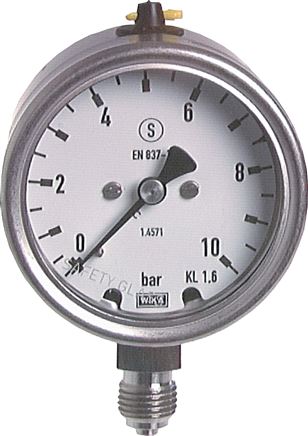 Sicherheits-Manometer senkrecht, 63mm, 0 - 25 bar