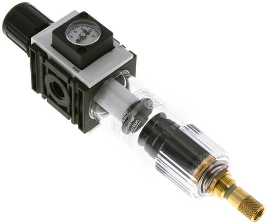 FUTURA Filterregler, G 1/4", 0,5 - 8 bar, Baureihe 0, Kompaktmanometer, Ablass automatisch