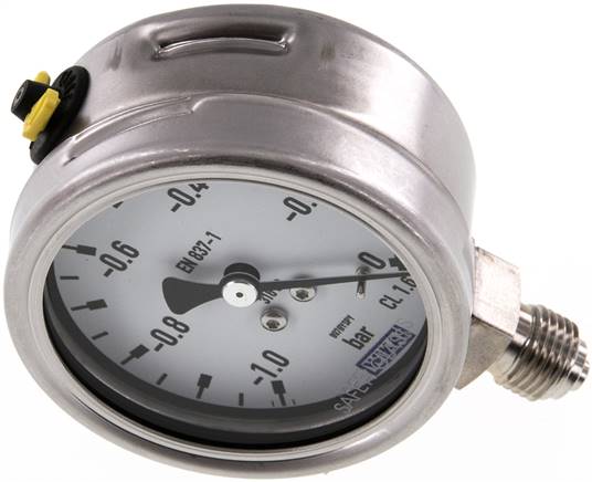Chemie-Manometer senkrecht, 63mm, -1 bis 0 bar