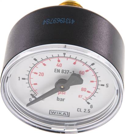 Manometer waagerecht (KU/Ms), 50mm, 0 - 6 bar, G 1/4"