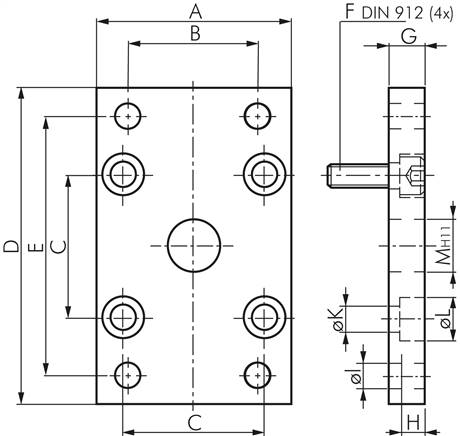 Flanschbefestigung f. Kompaktzylinder 40 mm
