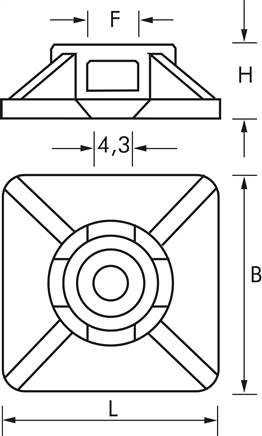 Klebesockel für Kabelbinder (4,8mm)