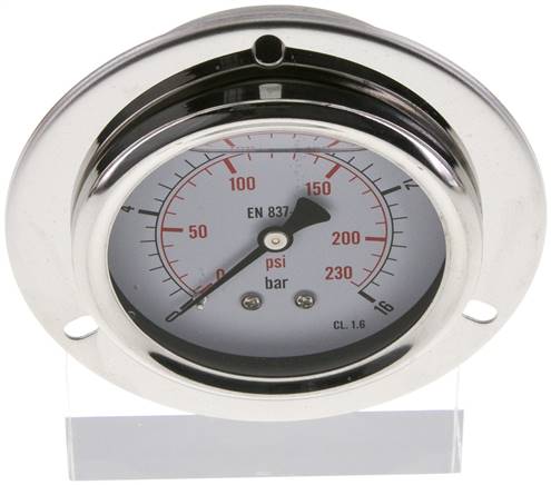 Glycerin-Einbaumanometer,Frontring, 63mm, 0 - 16 bar -Eco-Line
