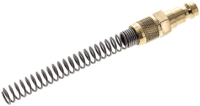 Kupplungsstecker (NW5) 6x4mm Schlauch m. Knickschutz, Messing