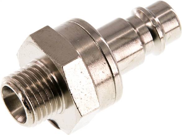 Kupplungsstecker (NW7,2) G 1/4"(AG), Messing vernickelt, beidseitig absperrend