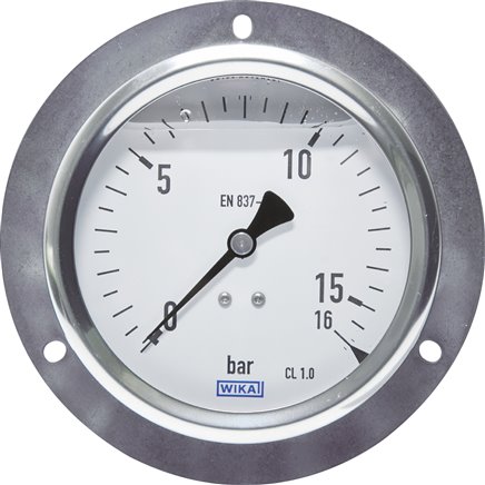 Glycerin-Einbaumanometer,Frontring, 100mm, 0 - 400 bar