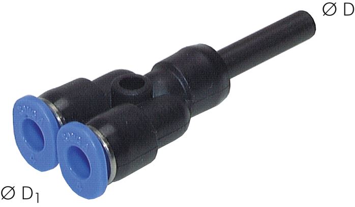 Y-Steckanschluss, 4mm Stecknippel, 3mm Schlauch