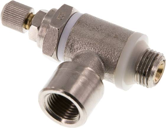 Drosselrückschlagventil G 1/8", abluftregelnd (B), Messing, Rändelschraube und Kontermutter