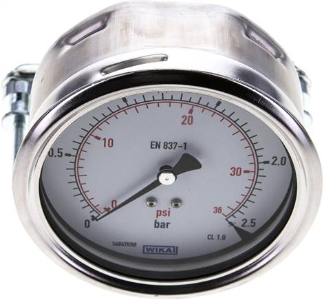 Einbaumanometer, 3-kant-Frontring, 100mm, 0 - 2,5 bar