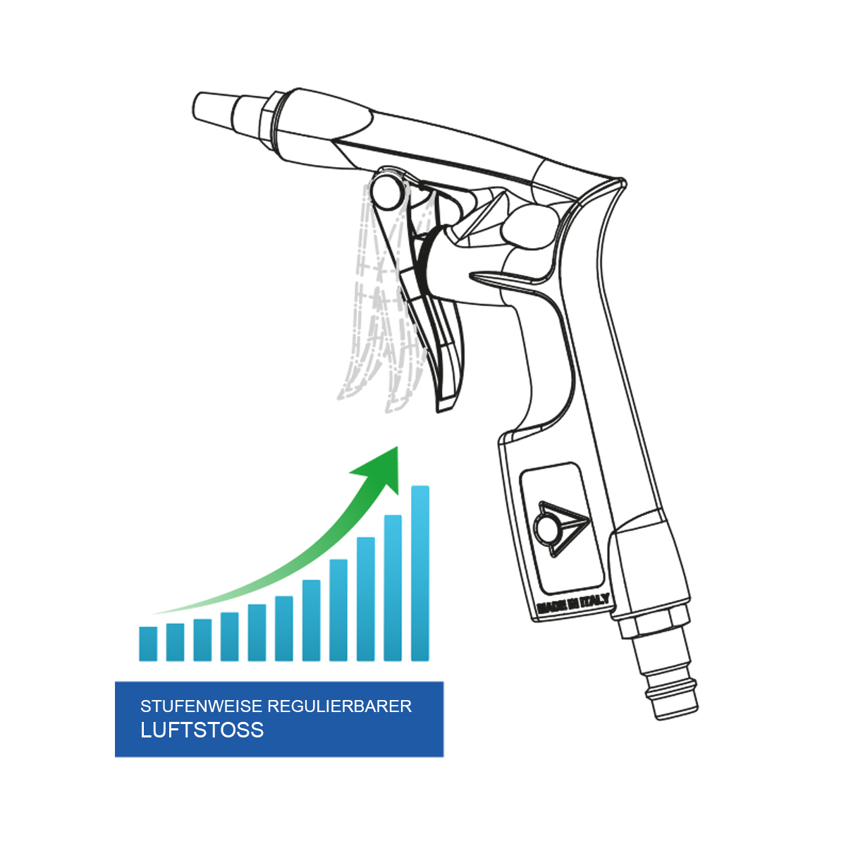 DF-Blaspistole aus Aluminium - dosierbar - mit Stecknippel NW 7,2