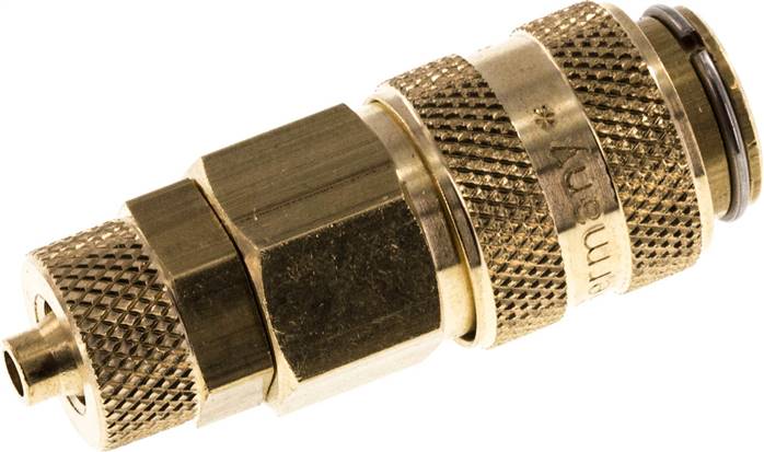 Schnellkupplung (NW5) 6x4mm Schlauch, Messing, für Stecker beidseitig absperrend