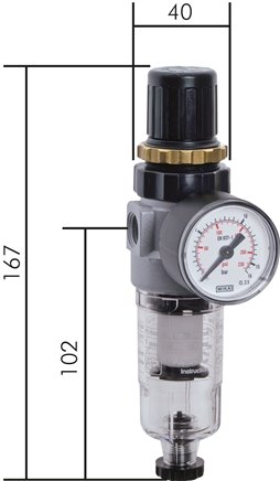 Mini-Filterregler G 1/8", 0,2 - 6 bar, Kondensatablass automatisch
