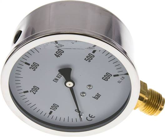 Glycerin-Manometer senkrecht (CrNi/Ms),100mm, 0 - 600 bar -Eco-Line