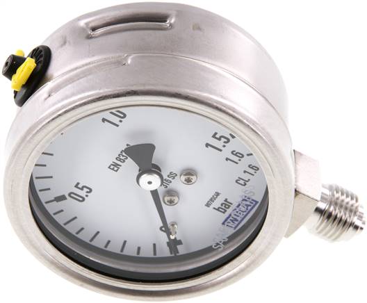 Chemie-Manometer senkrecht, 63mm, 0 - 1,6 bar