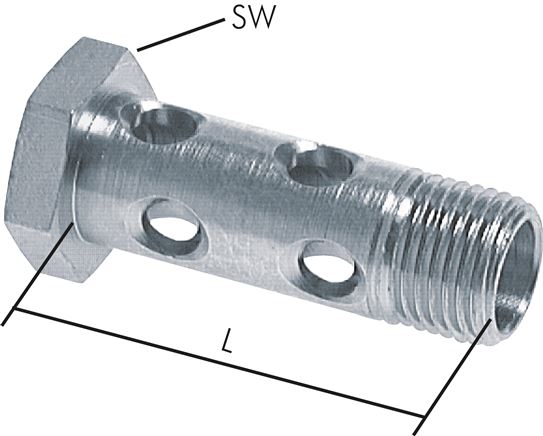 Hohlschraube 2-fach, M 14 x 1,5, Stahl verzinkt
