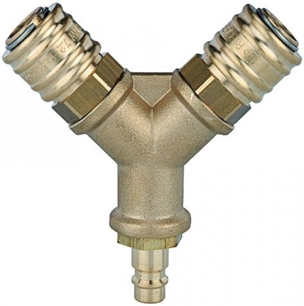 Luftverteiler inkl. Kupplung und Stecknippel mit 2 Abgängen