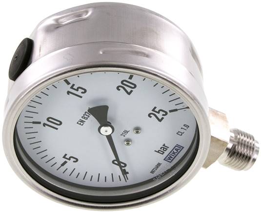 Chemie-Manometer senkrecht, 100mm, 0 - 25 bar