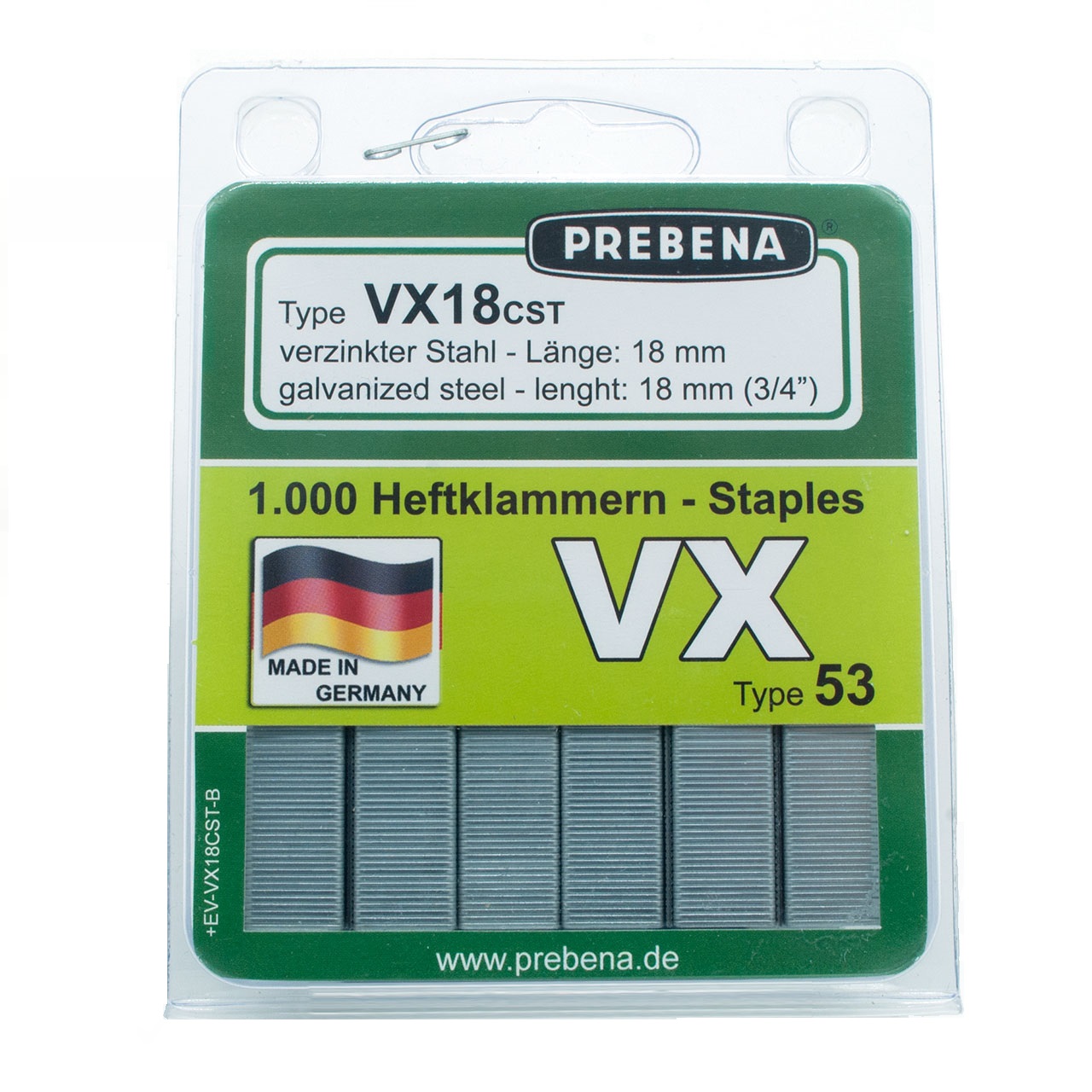 Prebena Heftklammern im Blister VX18CST-B verzinkter Stahl