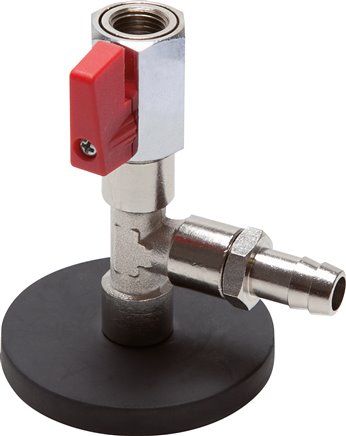 Magnethalter für 1/4"-Schlauch mit Kugelhahn und 13 mm Schlauchnippel, -Kühlmitt
