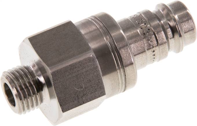 Kupplungsstecker (NW10) G 1/4"(AG), Edelstahl, beidseitig absperrend