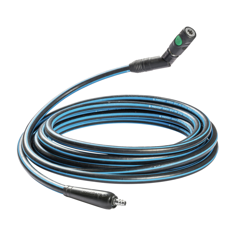 Prevost Verpresste Schlauchverlängerung AIRCA mit drehbarer Sicherheitsschnellkupplung ESI 07SW prevoS1 10m, Ø Innen./Außen. 10 x 18 mm