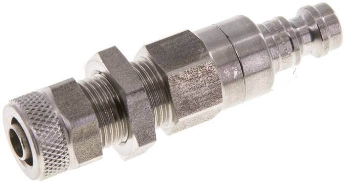 Schott-Kupplungsstecker (NW5) 8x6mm Schlauch, Edelstahl, beidseitig absperrend