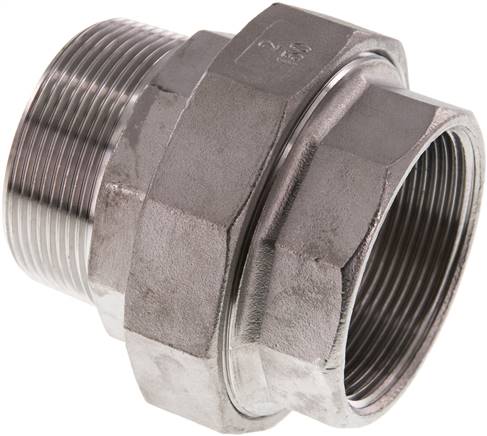 Verschraubung flach dichtend Rp/R 2" (IG/AG), Edelstahl