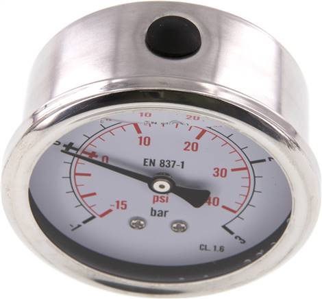 Glycerin-Manometer waagerecht (CrNi/Ms),63mm, -1 bis 3bar -Eco-Line