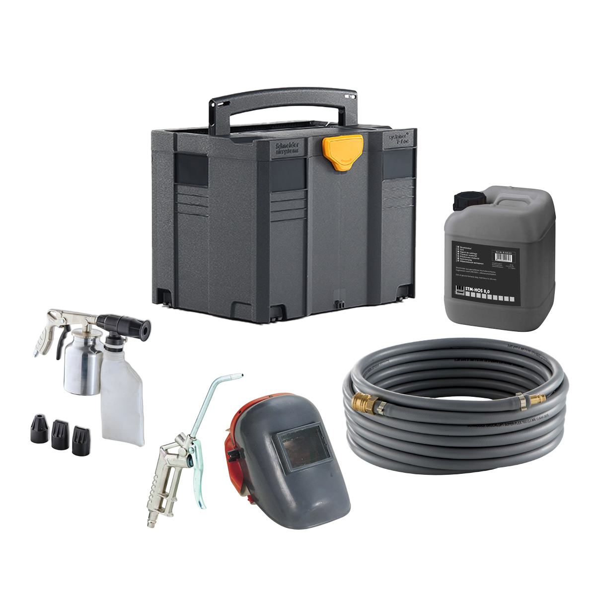AKTION Strahl-Systainer-Set inkl. Systainer SYS 4 TL, Schneider Sandstrahlpistole SSP-Strahlfix, Strahlmittel und Strahlschutzhaube