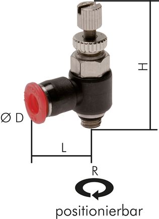 Mini-Winkel-Drosselrückschlagventile M 5-4mm, zuluftregelnd