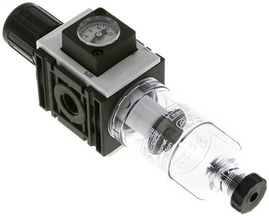 FUTURA Filterregler, G 1/4", 0,5 - 10 bar, Baureihe 0, Kompaktmanometer