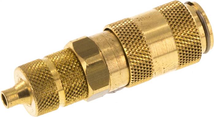 Schnellkupplung (NW2,7) 4,3x3mm Schlauch, Messing, für Stecker beidseitig absperrend