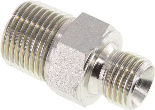 Hochdruck-Doppelnippel G 1/4"-NPT 3/8", Stahl verzinkt