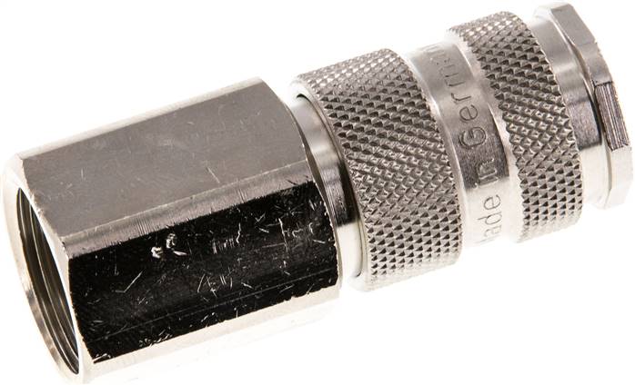 Schnellkupplung (NW7,2) G 1/2"(IG), Stahl gehärtet, vernickelt / Messing vernickel
