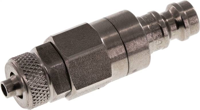 Kupplungsstecker (NW5) 6x4mm Schlauch, Edelstahl, beidseitig absperrend