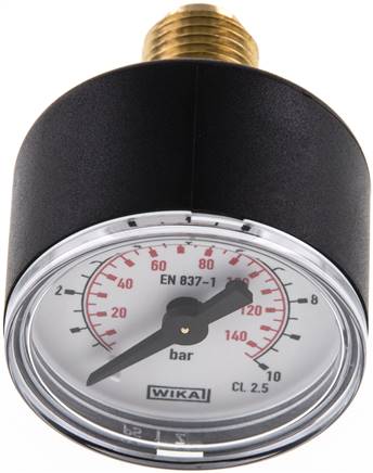 Manometer waagerecht (KU/Ms), 40mm, 0 - 10 bar, G 1/4"