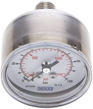 ES-Manometer waagerecht, 50mm, 0 - 100 bar, G 1/4"