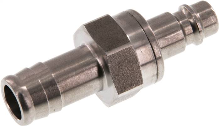 Kupplungsstecker (NW7,2) 13 (1/2")mm Schlauch, Edelstahl, beidseitig absperrend