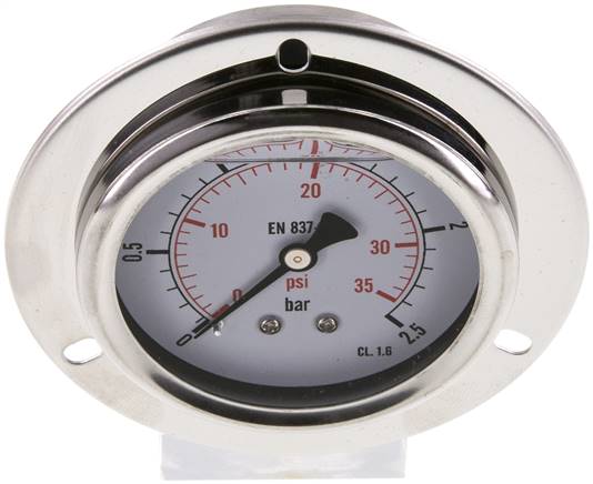 Glycerin-Einbaumanometer,Frontring, 63mm, 0 - 2,5 bar -Eco-Line