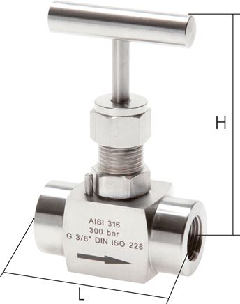 Nadel-Absperrventil, Edelstahl, G 3/8", PN 300 (ECO)