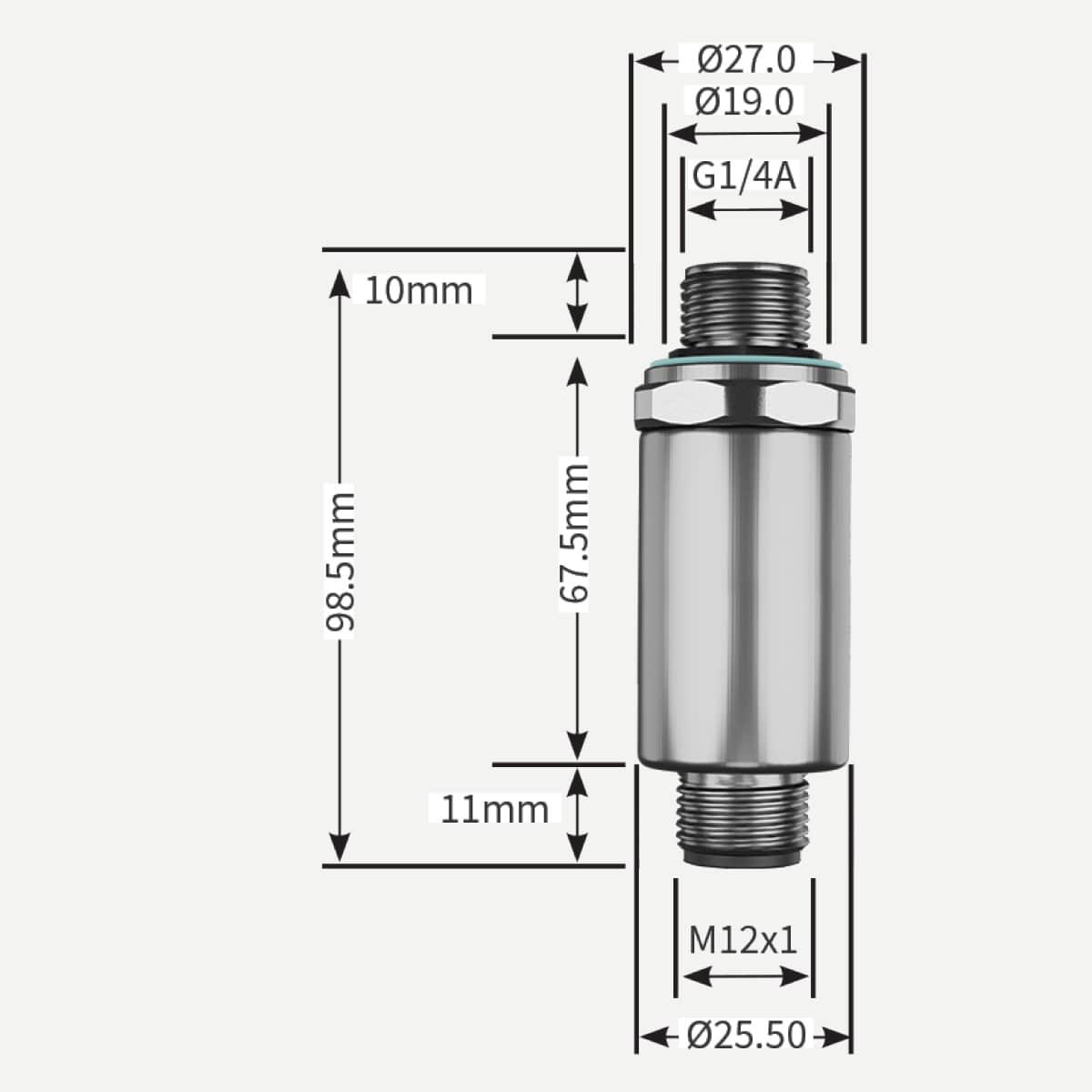 S010 Drucktransmitter 0-1,6 bar (abs.), 4-20 mA (2-Leiter), G1/4", M12