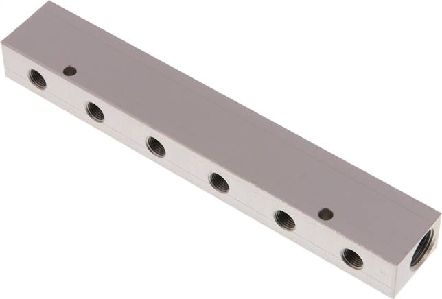 Verteilerleiste 2 x G 3/8"-6 x G 1/8", Aluminium eloxiert