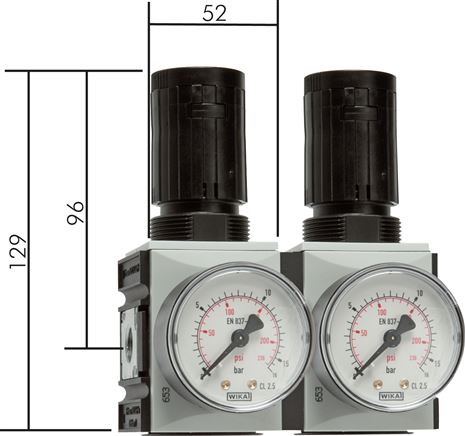 FUTURA Druckregler, G 1/4", 0,2 - 4bar, mit durchgehender Druckversorgung