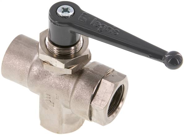 3-Wege T-Kugelhahn, Messing, L-Bohrung, G 1/2", PN 20