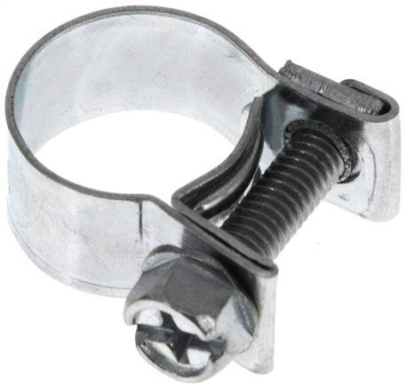 9mm Mini-Schlauchschelle, 12 - 14mm, Stahl verzinkt (W1)