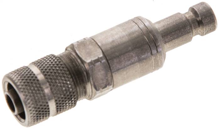 Schott-Kupplungsstecker (NW2,7) 6x4mm Schlauch, Edelstahl, beidseitig absperrend