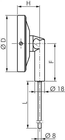 Bimetallthermometer, senkrecht D100/0 bis +60°C/200mm, Edelstahl