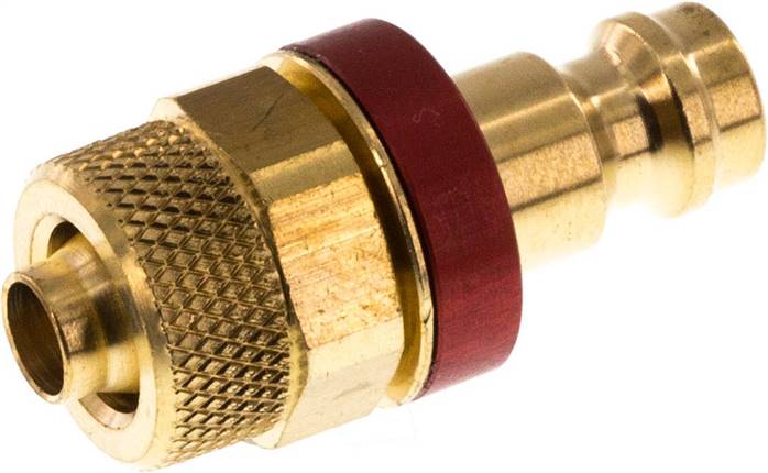 Kupplungsstecker (NW5) 8x6mm Schlauch, Messing, rot